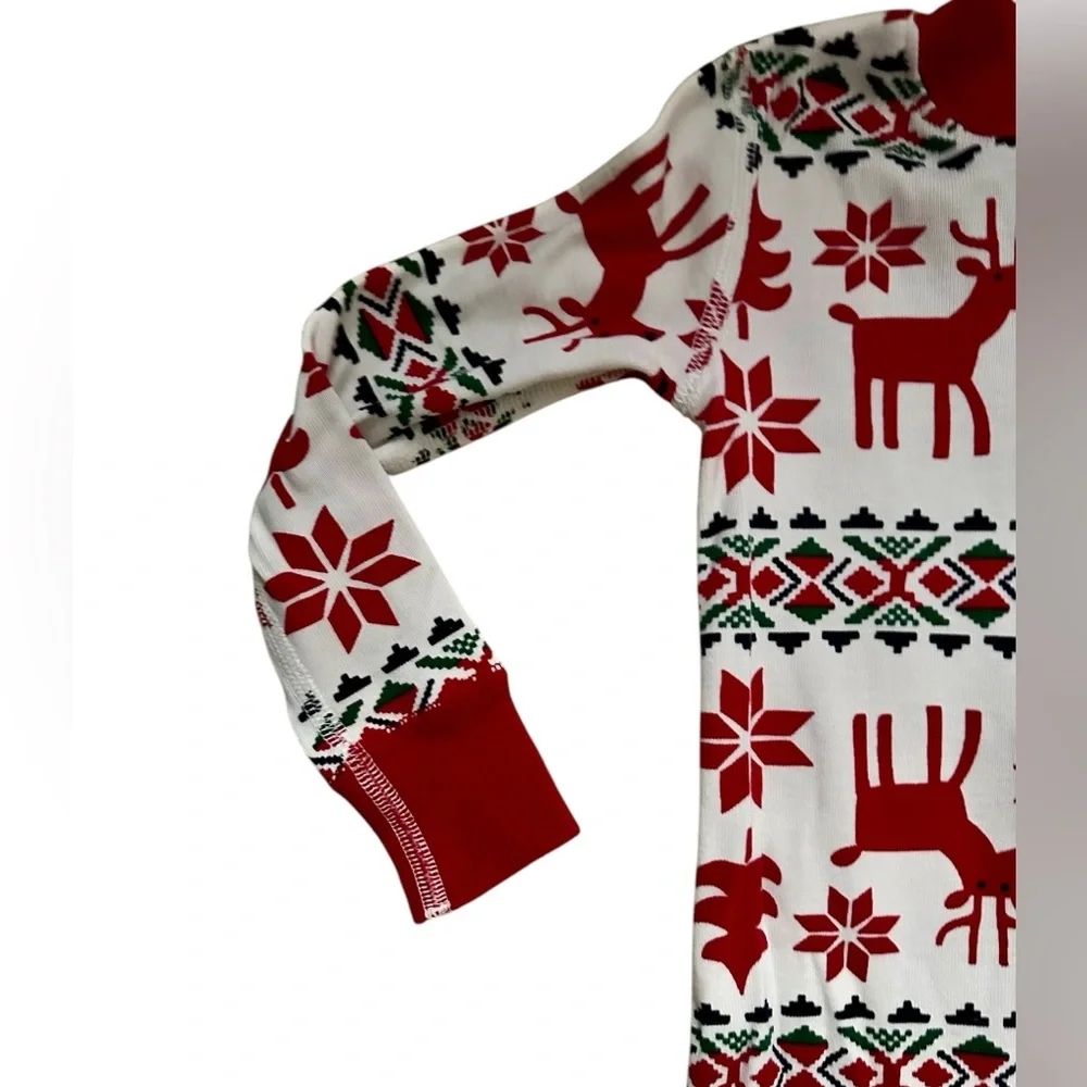 Hanna Andersson Red and White Reindeer Fair Isle Kids Pajamas